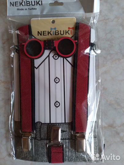 Деревянная бабочка и подтяжки на мальчика 1-7 лет