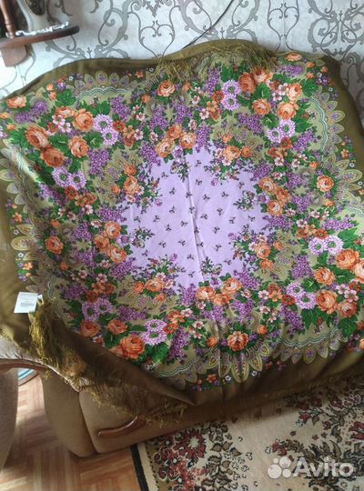 Платок Павлопосадский цветёт сирень 146 на 146