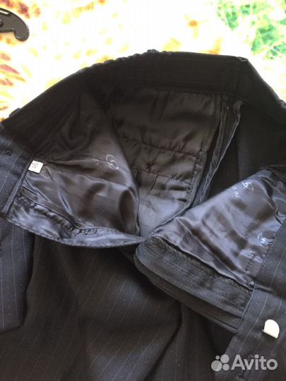 Костюм тройка черный в полоску