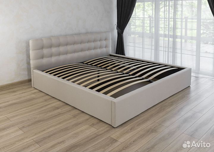 Кровать 180х200 с подъемным механизмом бежевая