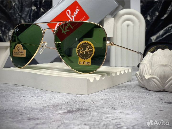 Очки Ray Ban Aviator золотые