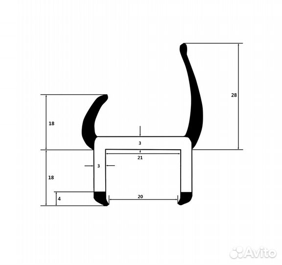 Уплотнитель фургона, уплотнитель газель (20 мм)