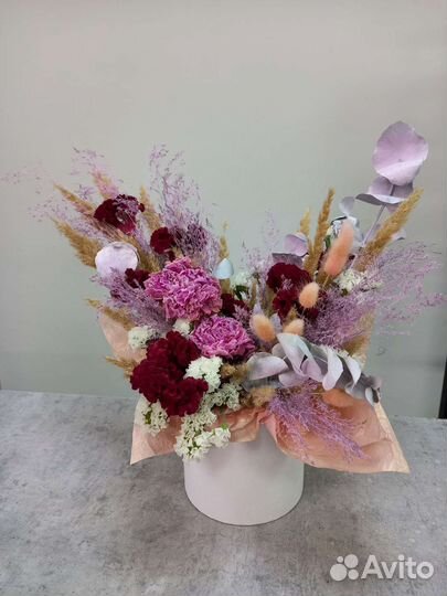 Композиции из сухоцветов в коробках/декор/подарки