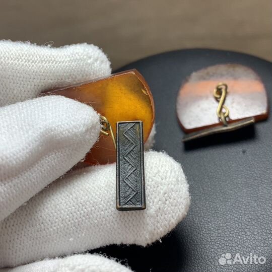 Винтажные Запонки Из Янтарного Камня Ретро