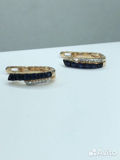 Золотые серьги с бриллиантами 585/2,15гр
