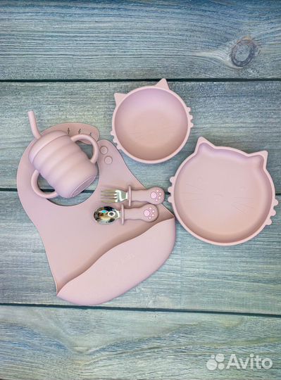 Набор силиконовой посуды из 8-ми предметов «Котик»