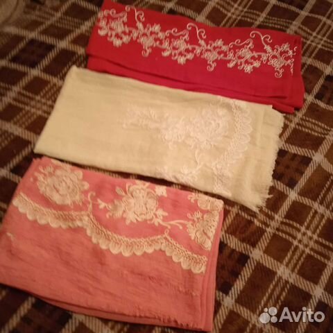 Палантин платок новый Италия хлопок и шёлк