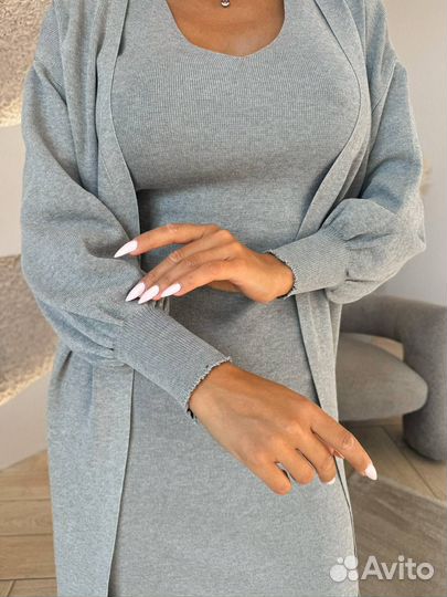 Трикотажное платье и кардиган