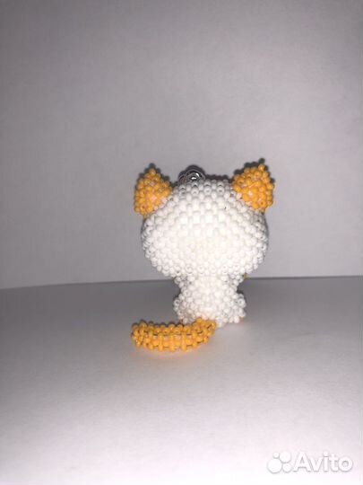 Амигуруми из бисера котик, брелок