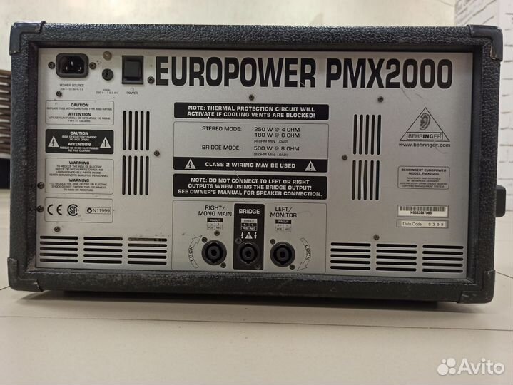 Микшер с усилителем behringer pmx2000