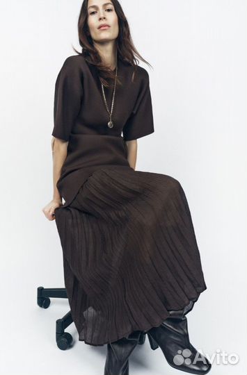 Zara New платье с плиссировкой новая коллекция