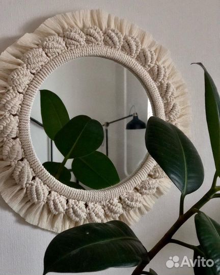 Зеркало макраме, ручная работа
