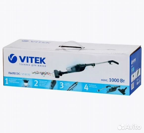 Мощный 1000 Вт Vitek VT-8132 Новый пылесос