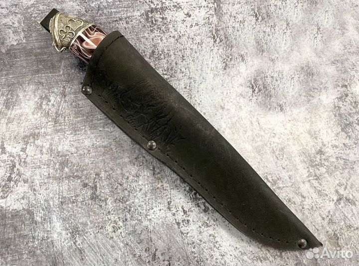 Нож Варан, ламинированная дамасская сталь, акрил к