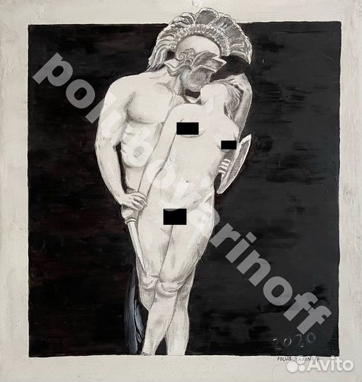 Черно-белая картина на дереве 