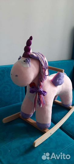 Лошадка единорог качалка деревянная