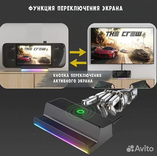 Steam deck док станция с Rj-45 RGB подсветкой 5в1