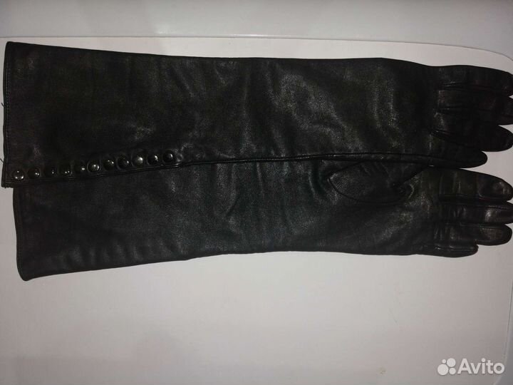 Перчатки кожаные длинные демисезон