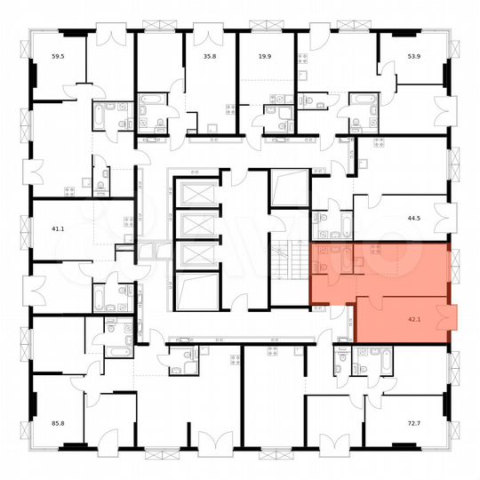 2-к. квартира, 42,1 м², 18/23 эт.
