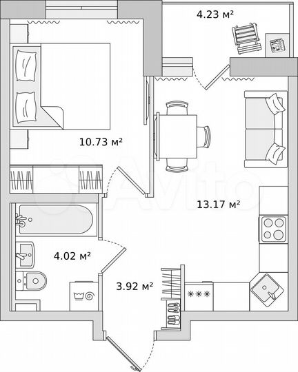 1-к. квартира, 33,1 м², 20/22 эт.
