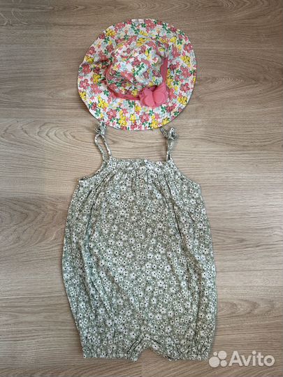 Муслиновый комбинезон-песочник+панамка 98-104