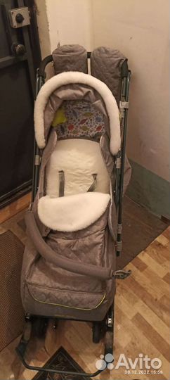 Детские санки коляска с большими колесами