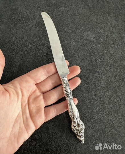 Старинный серебряный десертный нож, США