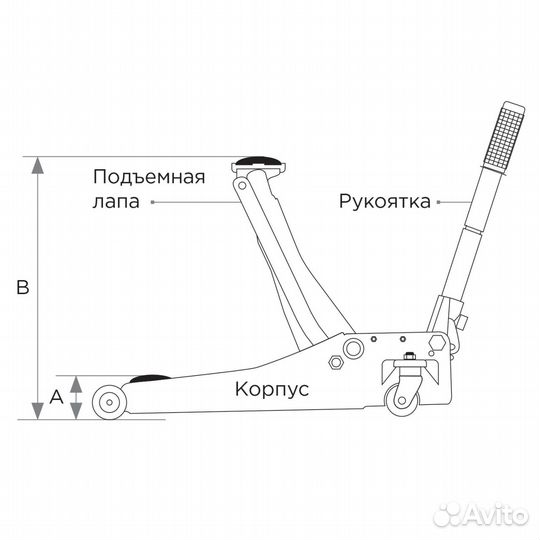 Домкрат подкатной 3 Т, низкопрофильный king tony