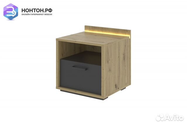 Тумба прикроватная kubo артизан / чёрный / серый