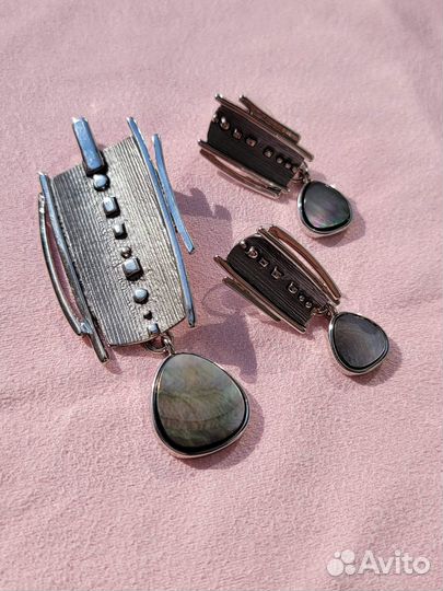 Кулон серьги с перламутром Италия