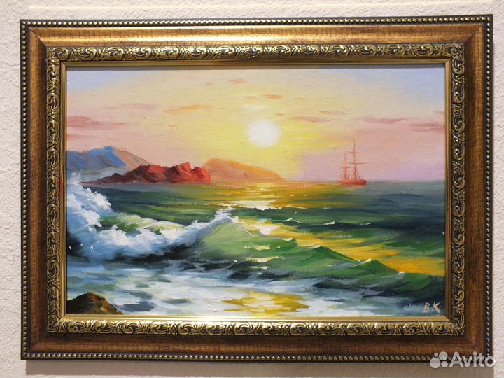 Картины маслом Корабли Море 20х30 см Корзун В.С