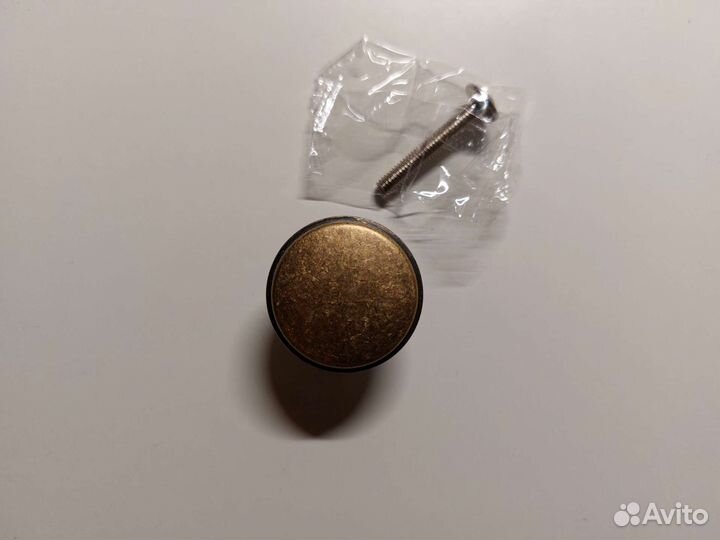 Ручка-кнопка для мебели 27,5мм металл бронза 4шт