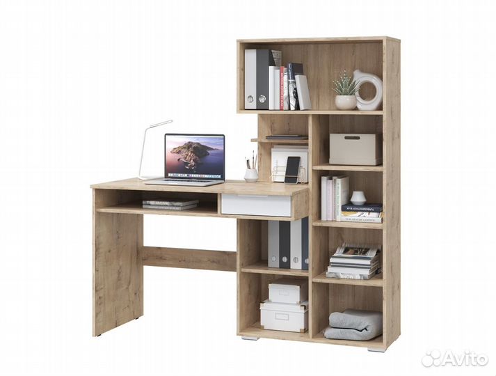 Стол компьютерный Бэйсик (Дуб бунратти/Белый снег)