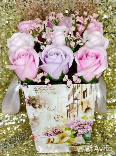 Мыльные розы в коробке
