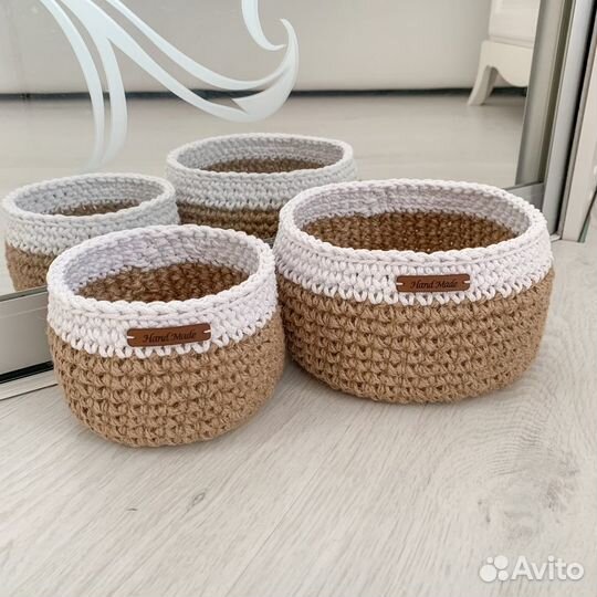 Корзинки из джута (ручная работа )