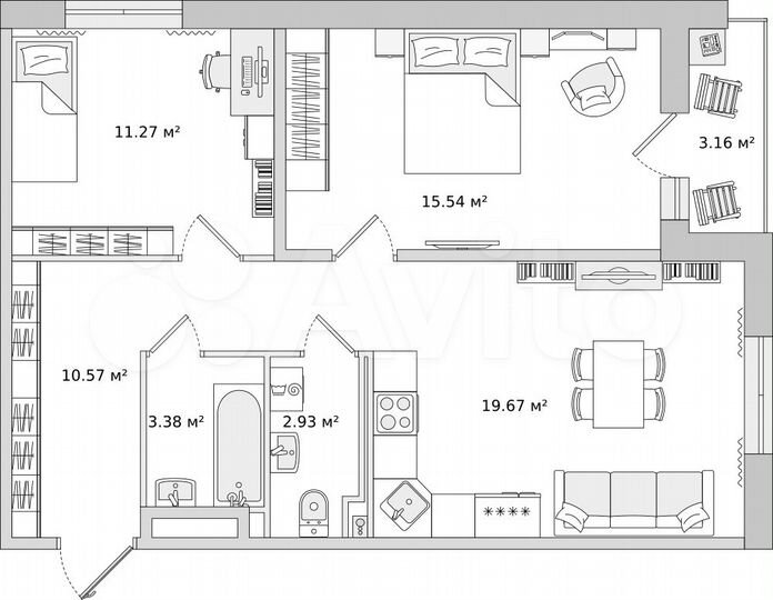 2-к. квартира, 66,7 м², 5/18 эт.