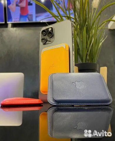 Apple leather wallet / магнитный кошелек