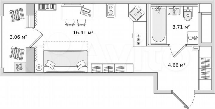 Квартира-студия, 27,7 м², 11/23 эт.