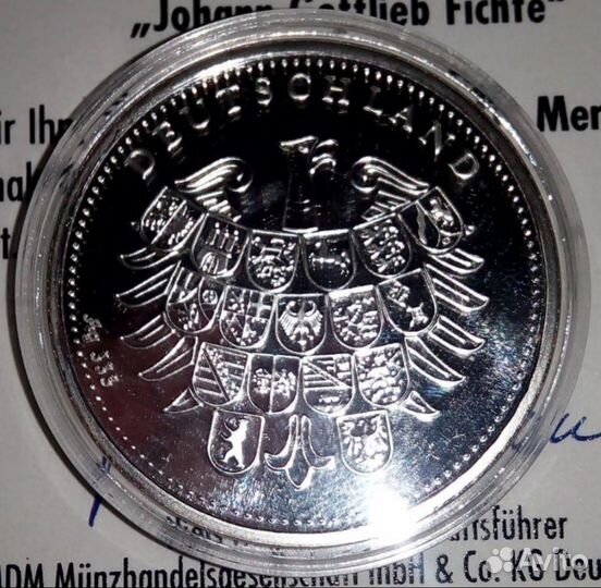 875.Медаль.Серебро Johann Gottlieb Fichte.Монета