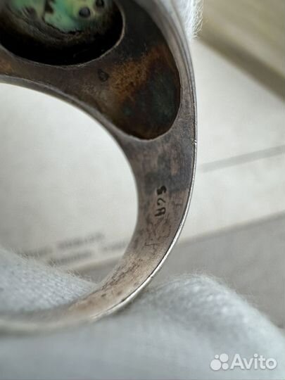 Винтажное серебряное кольцо перламутр Европа