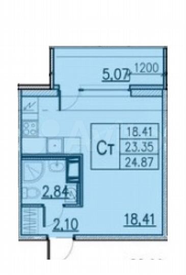 Квартира-студия, 24,9 м², 7/12 эт.