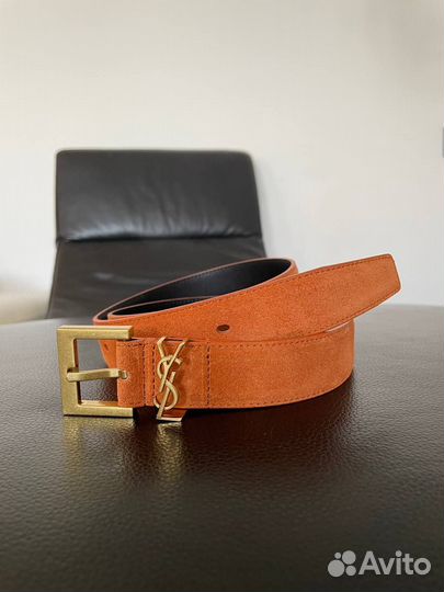 Ремень Saint Laurent monogram suede belt 30mm