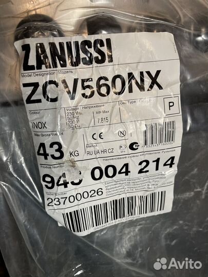 Электрическая плита Zanussi zcv560nx новая
