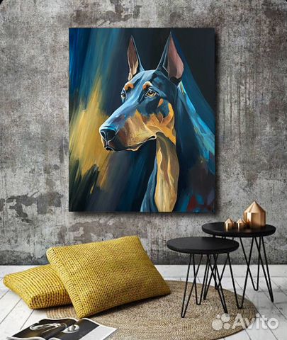 Авторская картина «Доберман», акрил, холст
