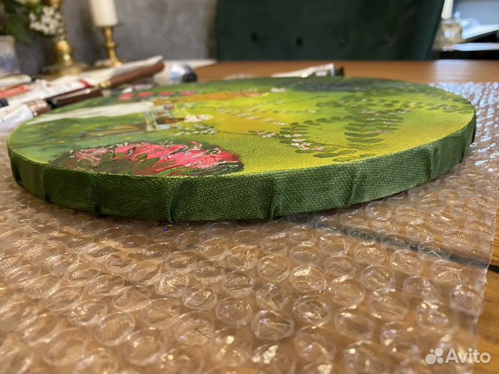 Картина маслом, этюд, натюрморт с самоваром 30 см