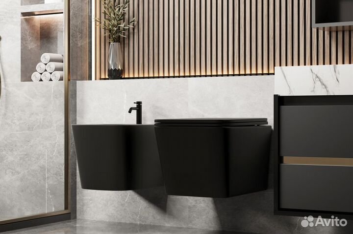 Биде Rechteck подвесное черное матовое