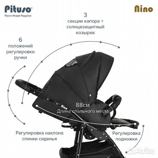Новая Коляска 2 в 1 Pituso Nino Кожа
