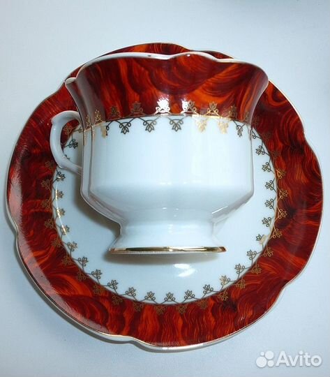 Чайная пара fine porcelain фарфор золочение