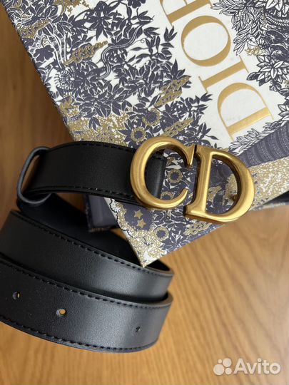 Ремень черный кожаный Dior saddle belt