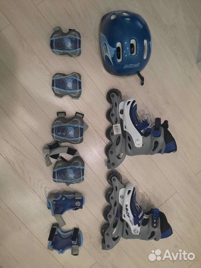 Роликовы коньки+шлем+защита